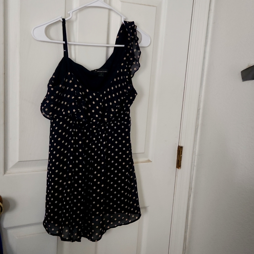 Twenty-one blue polka dot shirt